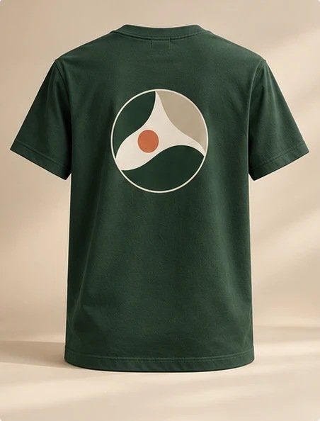 Forest tee with a large emblem on the back
