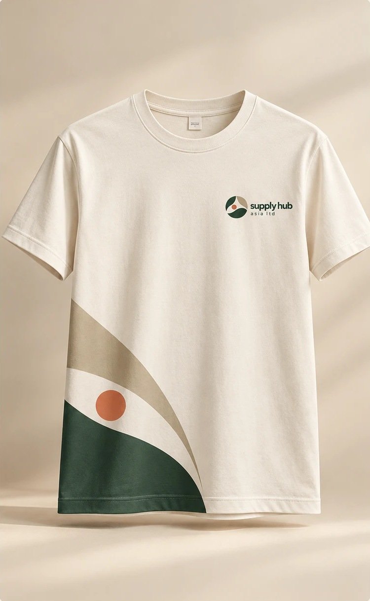 Ivory tee with the wave graphic